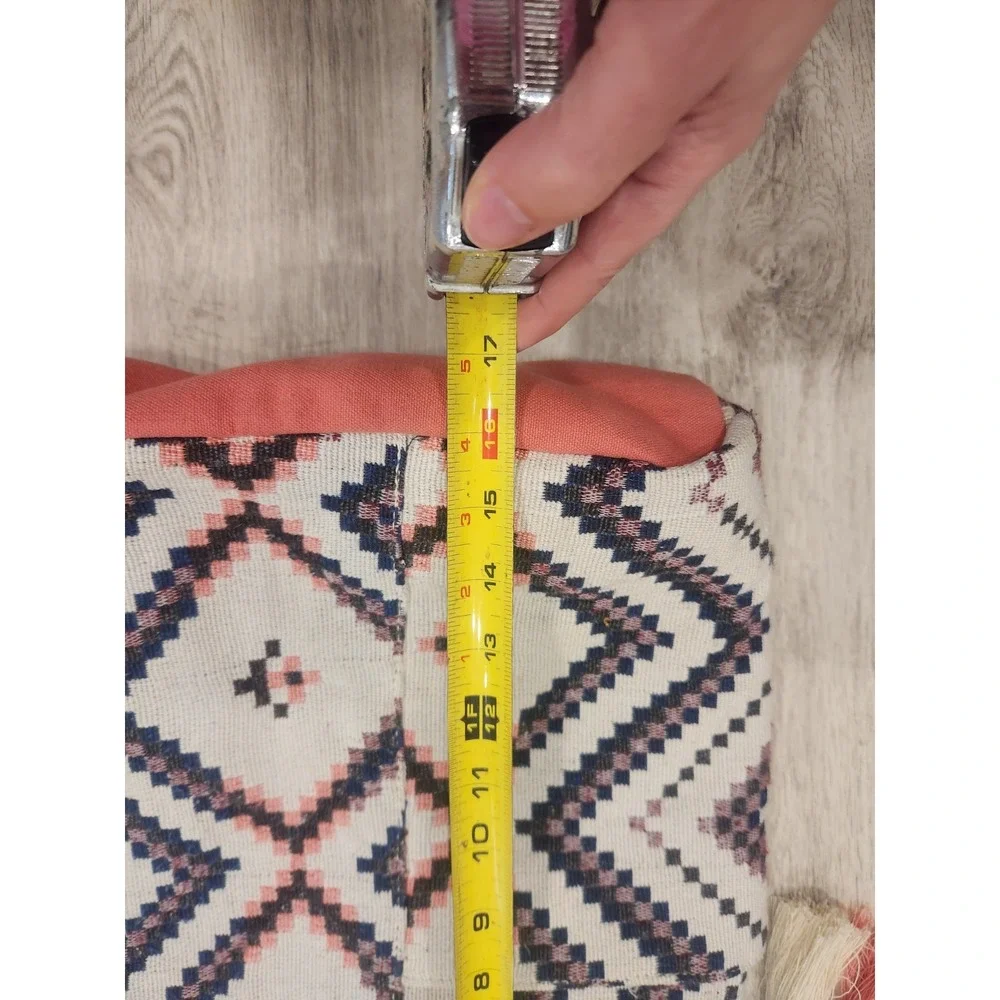 Boho Cotton Tote Or Beach Bag‎ Made in India Geometric Ikat Rope Handles Tassels